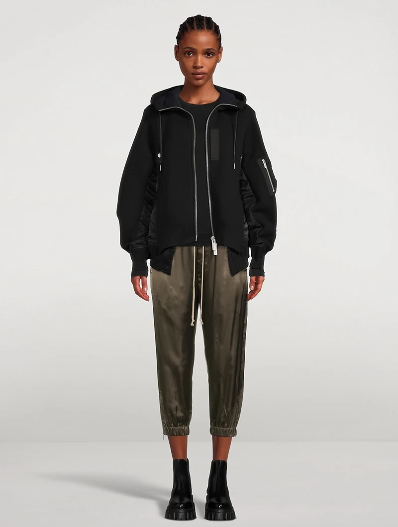 Cropped Satin Track Pants