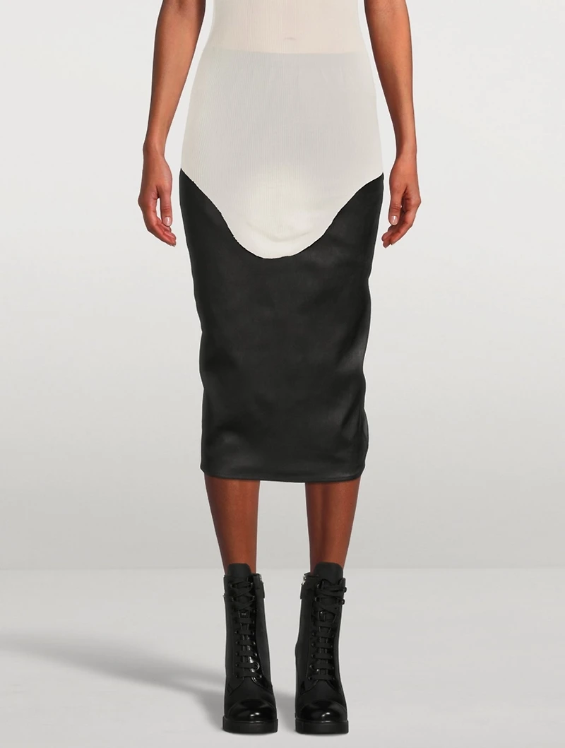 Pillar Leather-Blend Midi Skirt