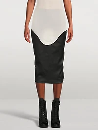 Pillar Leather-Blend Midi Skirt
