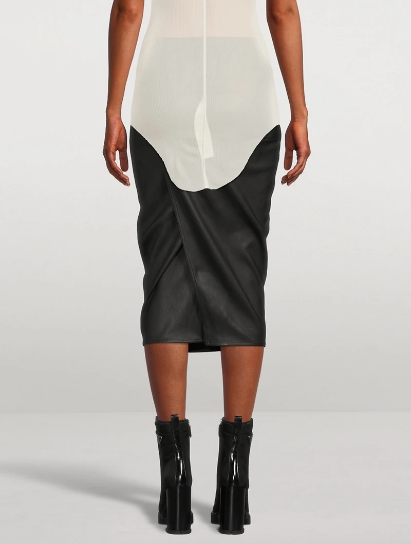 Pillar Leather-Blend Midi Skirt