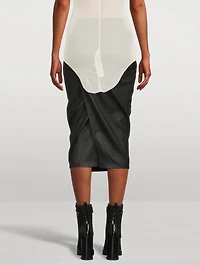 Pillar Leather-Blend Midi Skirt