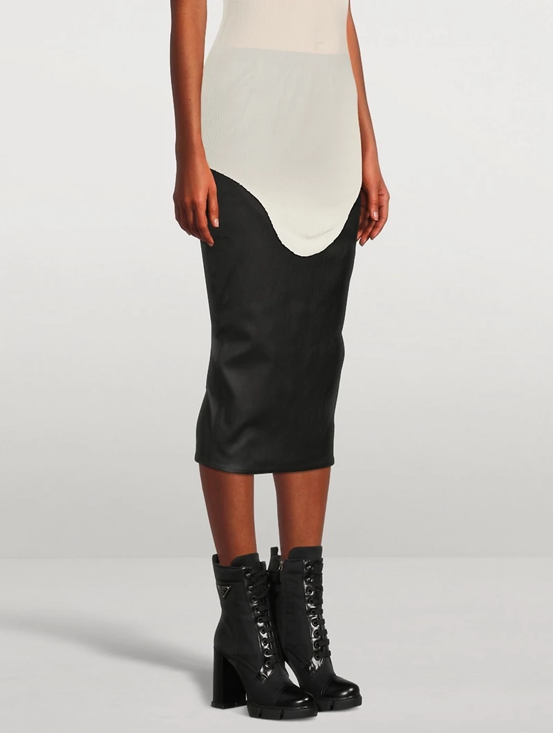 Pillar Leather-Blend Midi Skirt