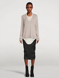 Pillar Leather-Blend Midi Skirt