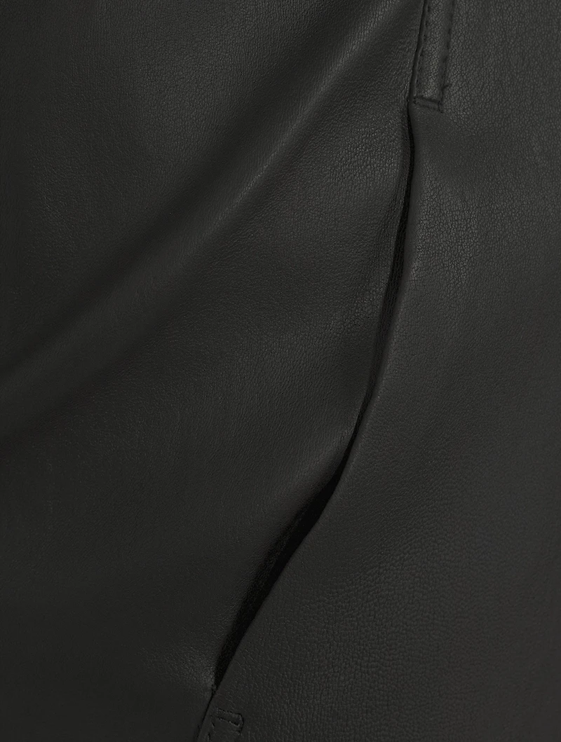 Pillar Leather-Blend Midi Skirt
