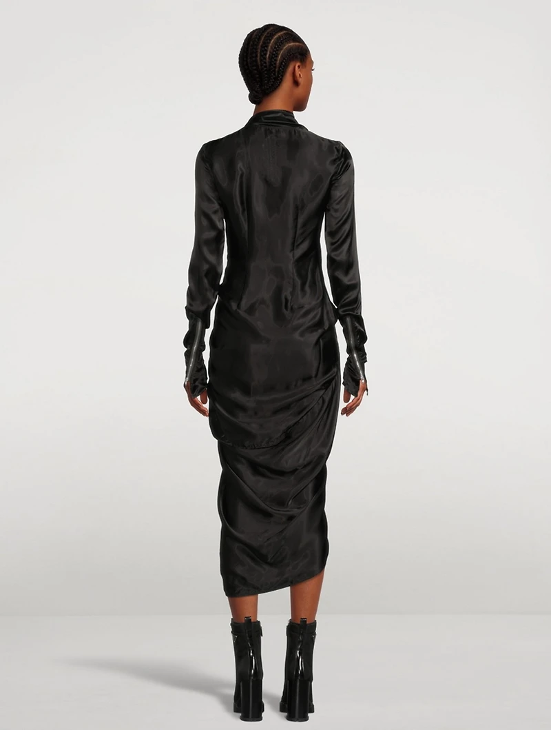 Long-Sleeve Wrap Midi Dress