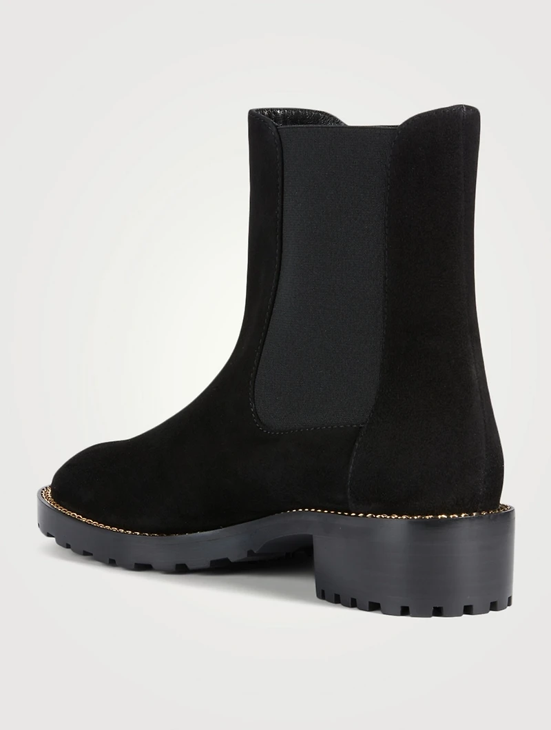Kolbie Chain-Trimmed Suede Chelsea Boots