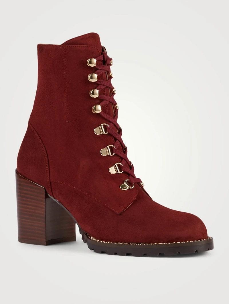 Kolbie Chain-Trimmed Suede Combat Boots