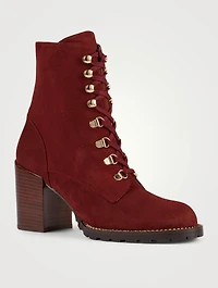 Kolbie Chain-Trimmed Suede Combat Boots