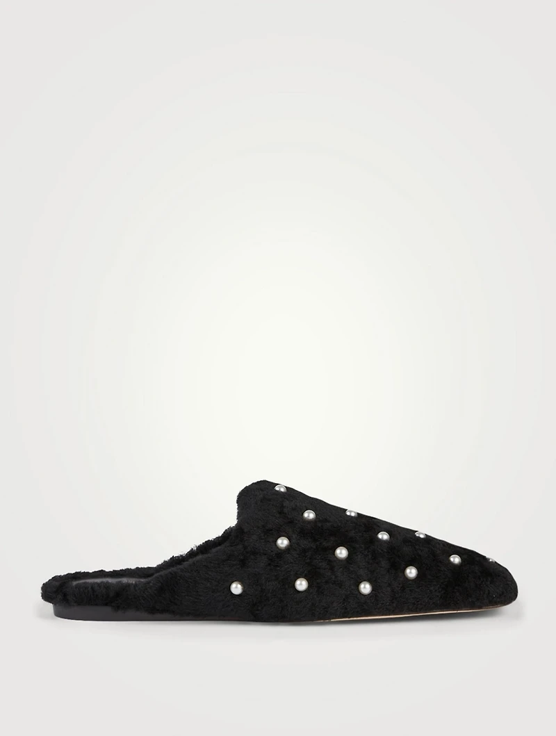Jude Chill Shearling Mules with Pearls