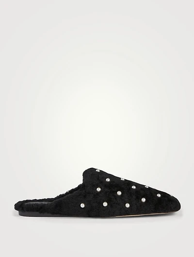 Jude Chill Shearling Mules with Pearls