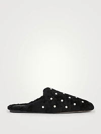 Jude Chill Shearling Mules with Pearls