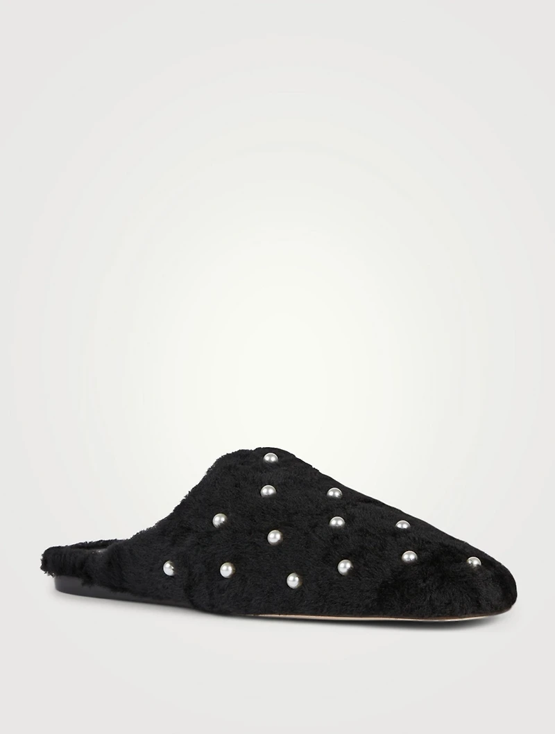 Jude Chill Shearling Mules with Pearls