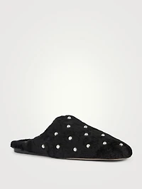 Jude Chill Shearling Mules with Pearls