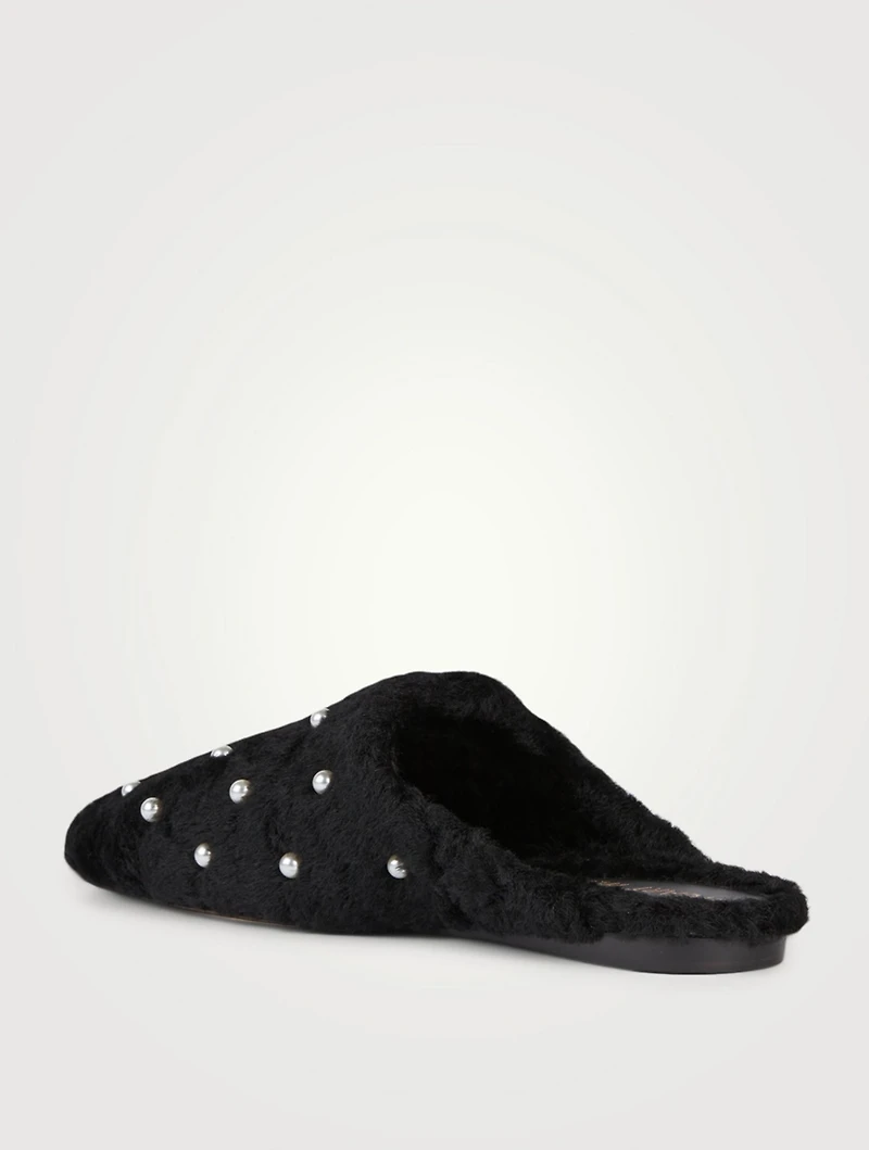 Jude Chill Shearling Mules with Pearls