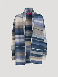 Italy Cashmere Smoking Jacket Striped Print