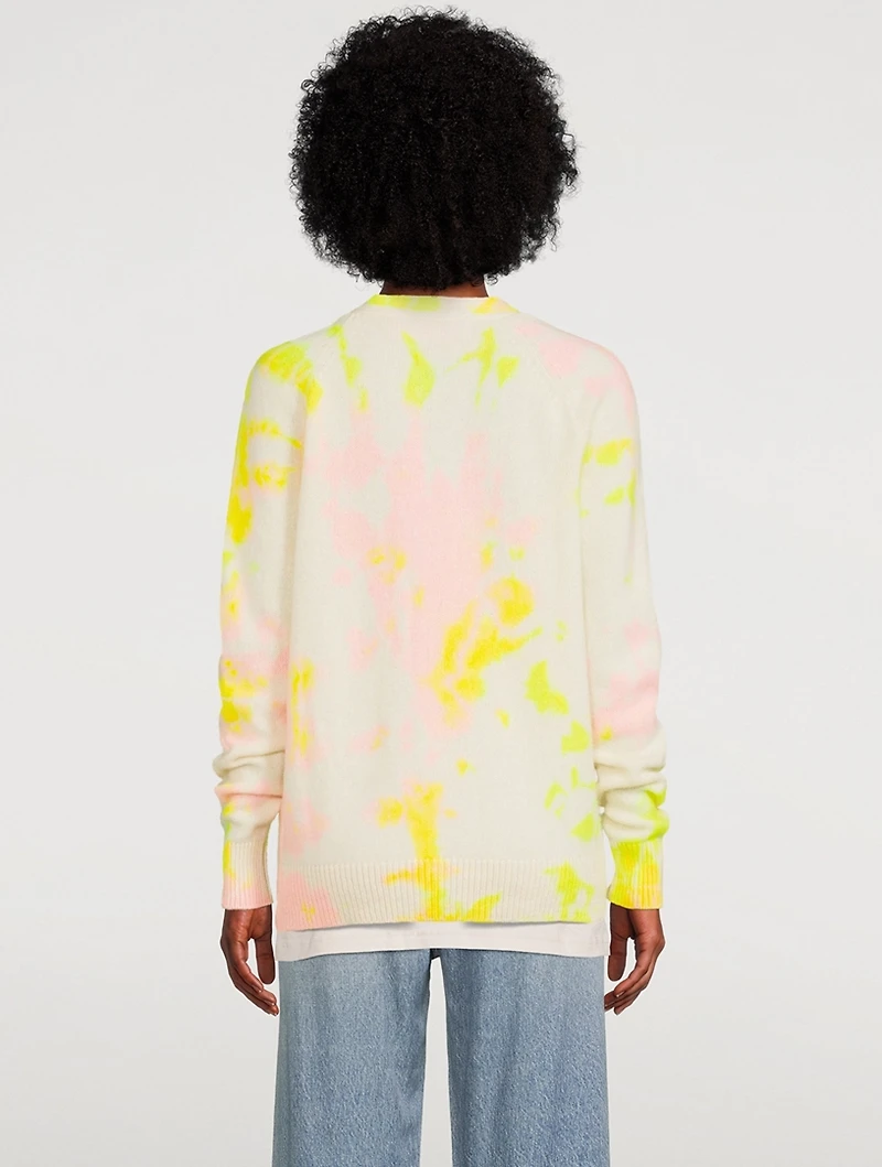 Cashmere Cardigan Tie-Dye Print