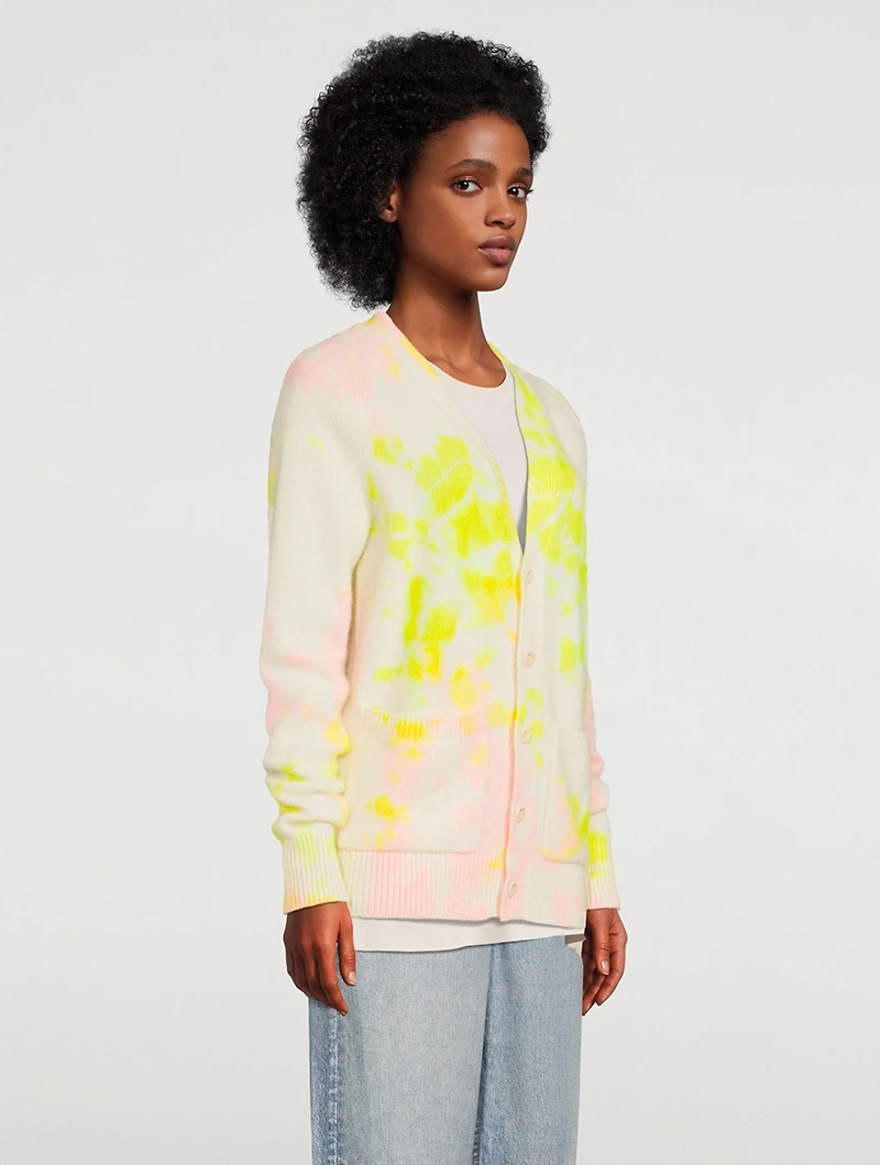 Cashmere Cardigan Tie-Dye Print
