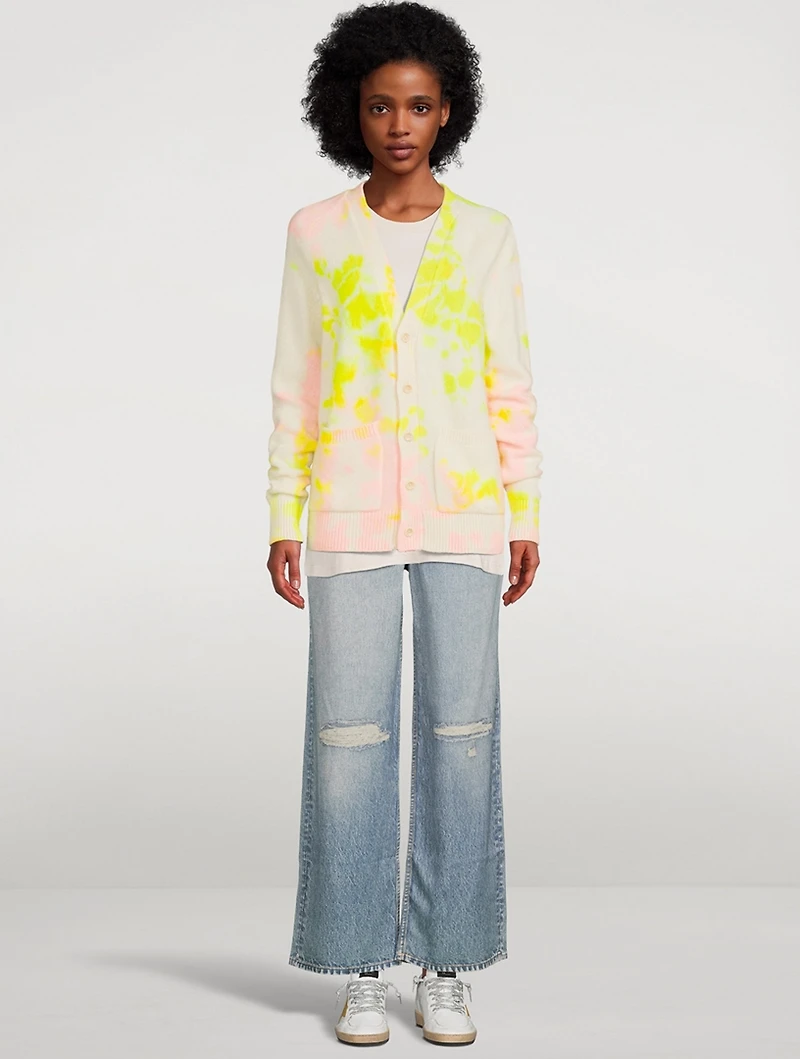Cashmere Cardigan Tie-Dye Print