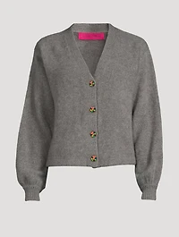 Balloon-Sleeve Heavy Cashmere Cardigan
