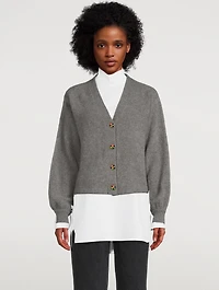 Balloon-Sleeve Heavy Cashmere Cardigan