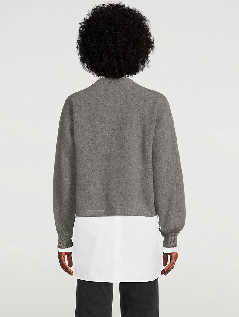 Balloon-Sleeve Heavy Cashmere Cardigan
