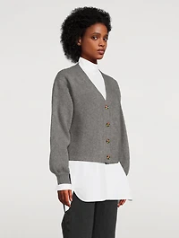 Balloon-Sleeve Heavy Cashmere Cardigan