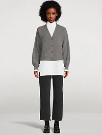 Balloon-Sleeve Heavy Cashmere Cardigan