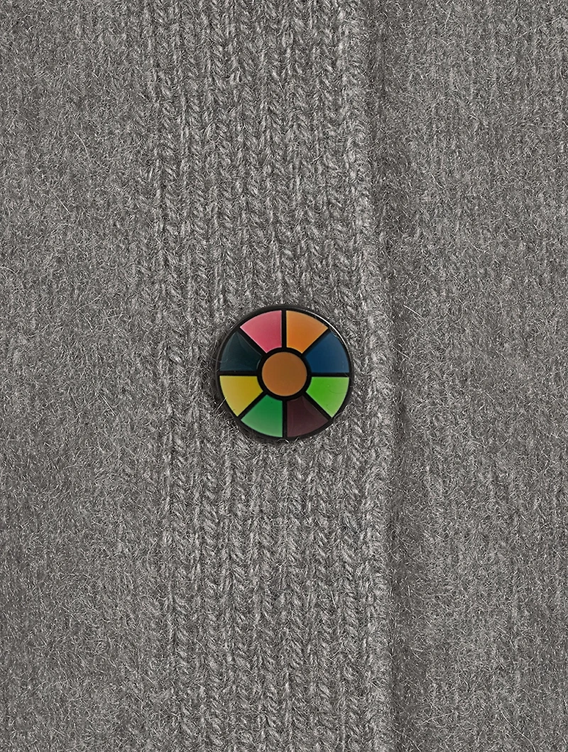 Balloon-Sleeve Heavy Cashmere Cardigan