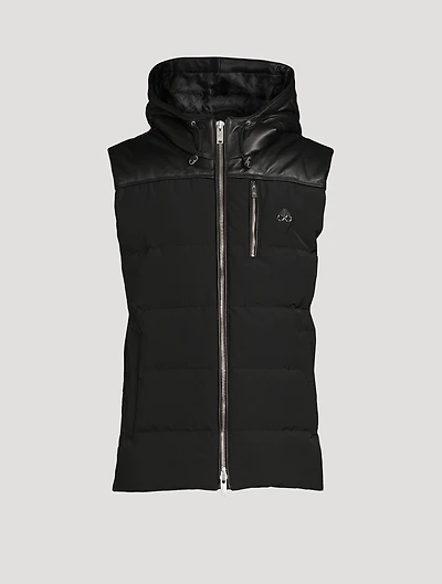 Whitemud Quilted Down Vest With Leather Hood