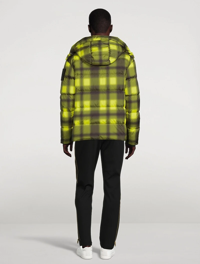Oar River Down Puffer Jacket Plaid Print