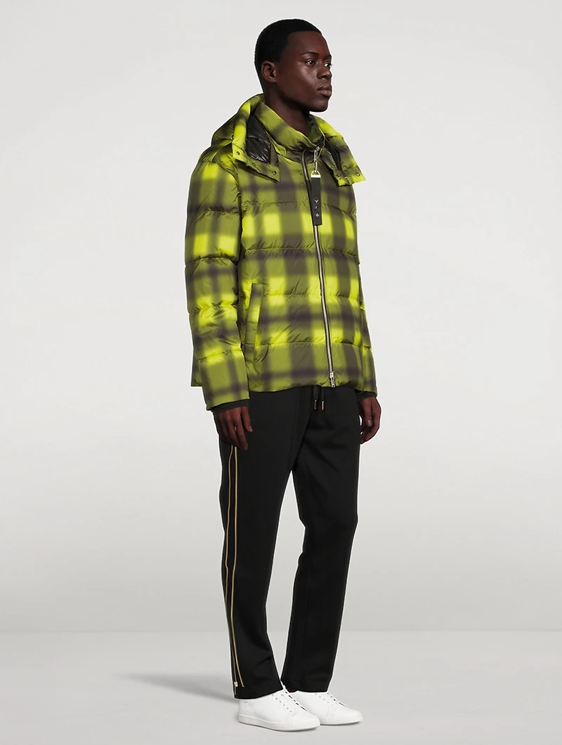 Oar River Down Puffer Jacket Plaid Print