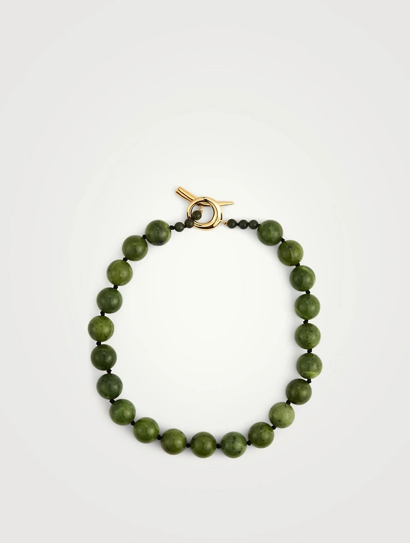 Medium 18K Gold Vermeil Jade Beaded Necklace