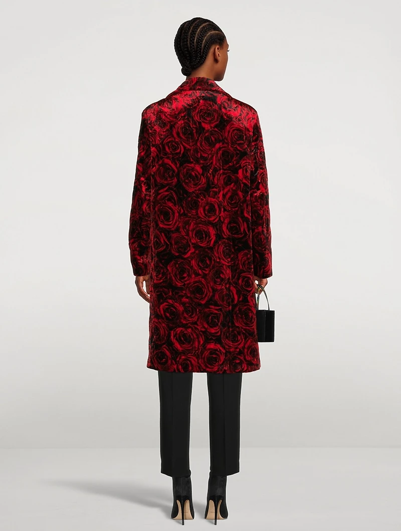 Rolta Velvet Coat Rose Print