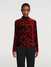 Chiala Velvet Turtleneck Rose Print
