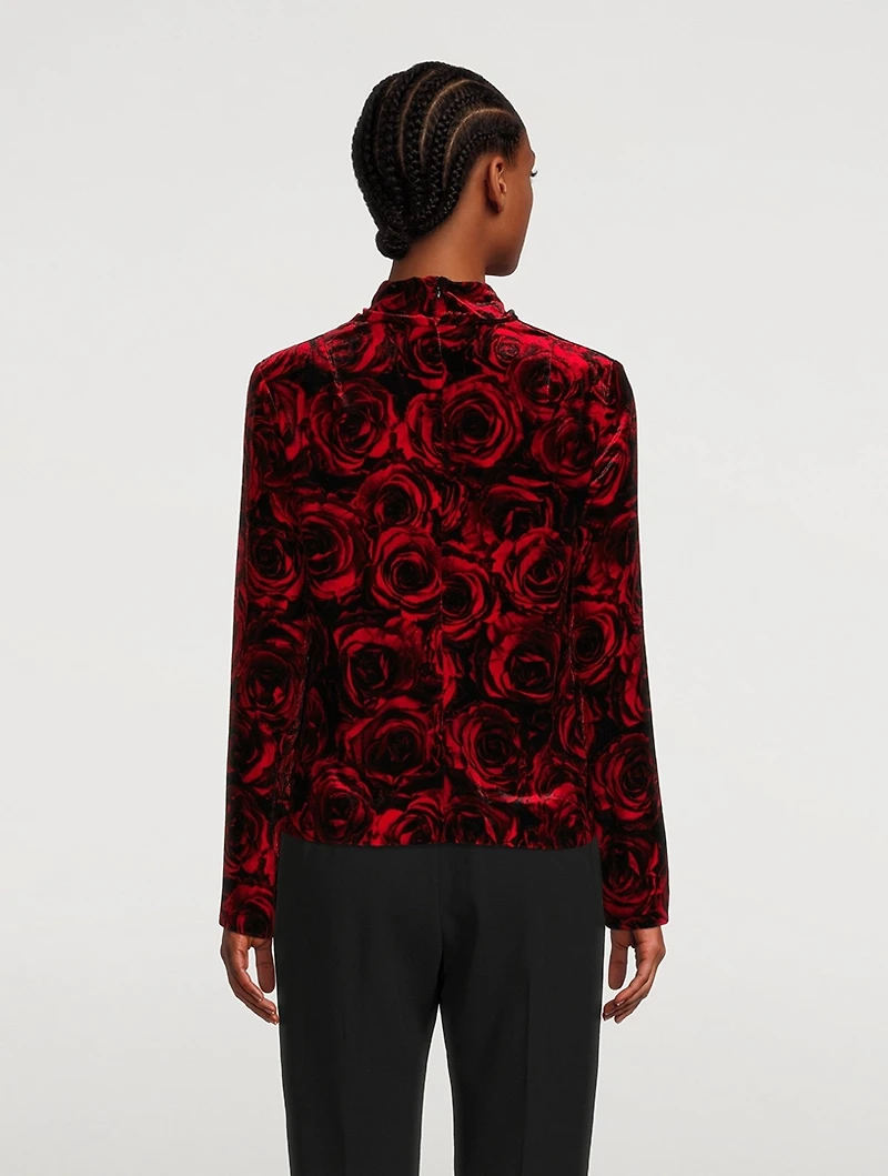 Chiala Velvet Turtleneck Rose Print