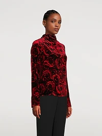 Chiala Velvet Turtleneck Rose Print