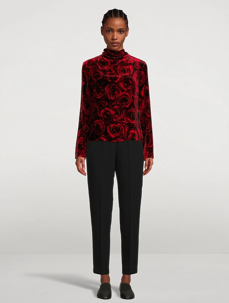 Chiala Velvet Turtleneck Rose Print