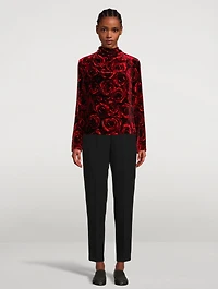 Chiala Velvet Turtleneck Rose Print