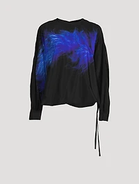 Costa Stretch Silk Shirt With Marabou Print