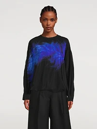 Costa Stretch Silk Shirt With Marabou Print