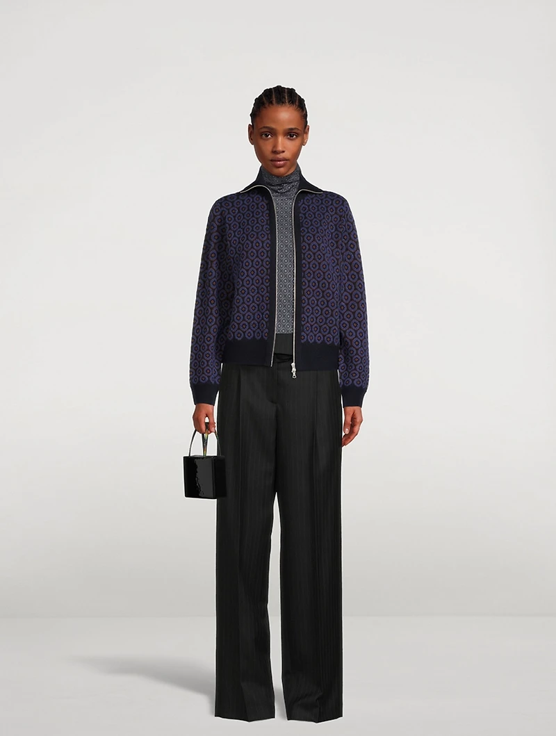 Pitt Belted Wool Trousers Pinstripe Print