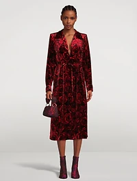 Della Velvet Shirt Dress Rose Print