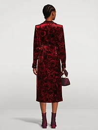 Della Velvet Shirt Dress Rose Print
