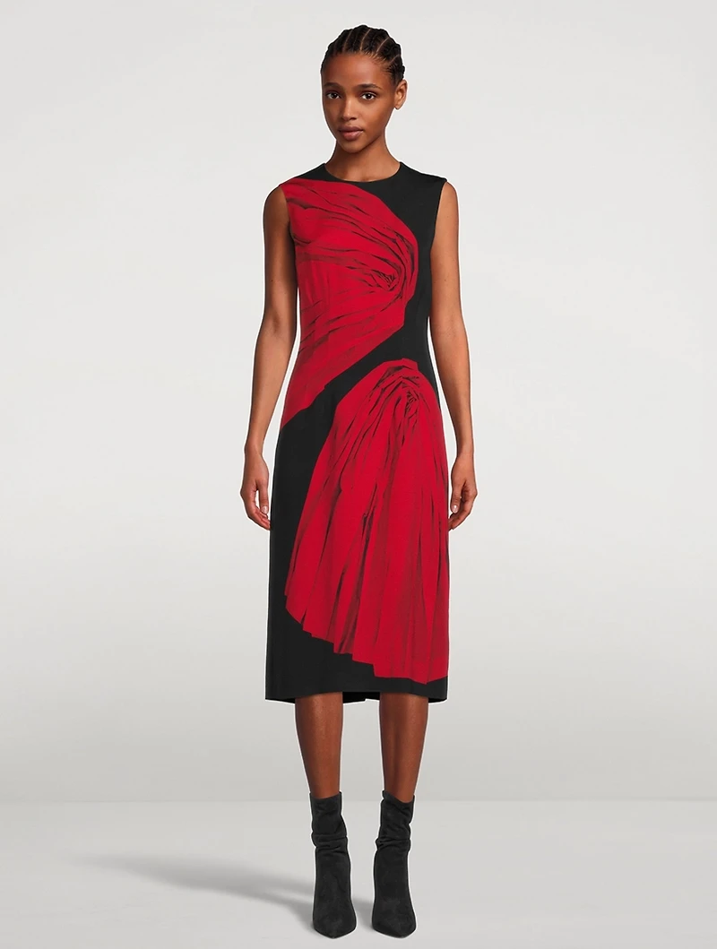 Delavina Printed Sleeveless Midi Dress