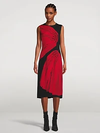 Delavina Printed Sleeveless Midi Dress