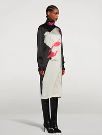 Dontisy Printed Silk Turtleneck Dress