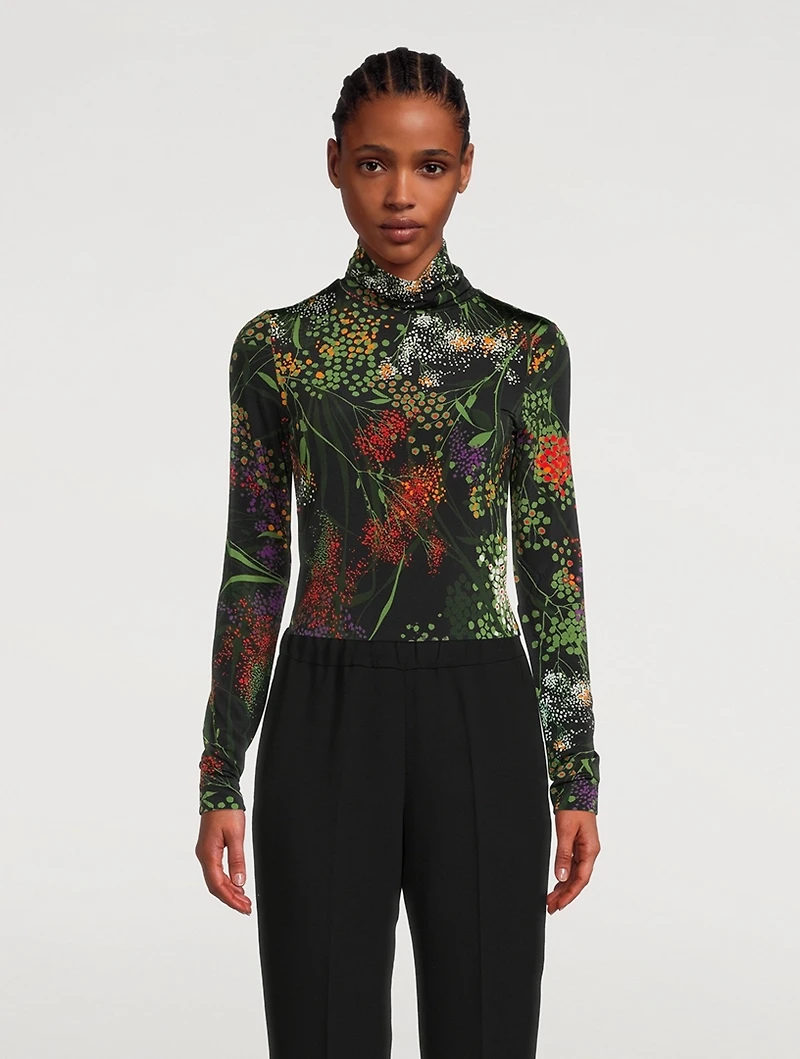 Hosk Turtleneck Top Floral Print