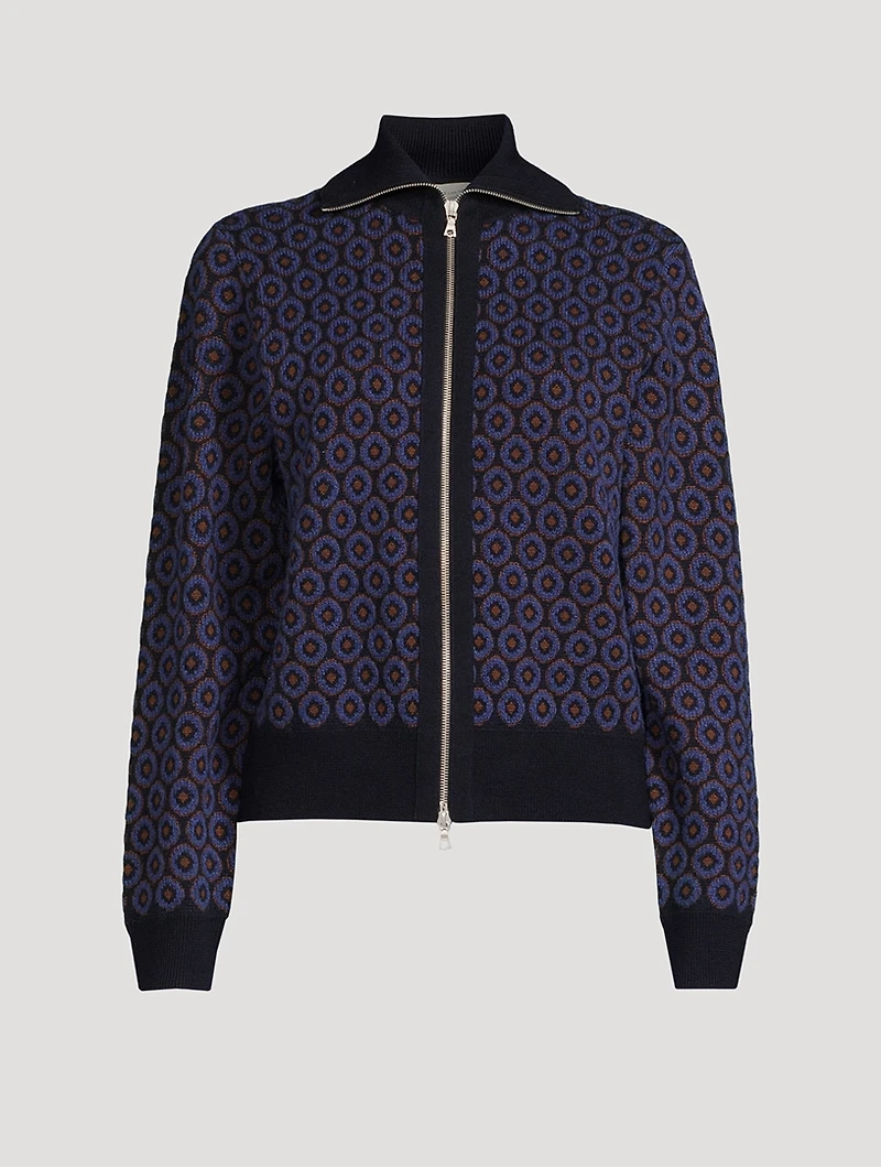 Tiffany Jacquard Wool Zip-Front Jacket