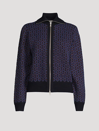 Tiffany Jacquard Wool Zip-Front Jacket