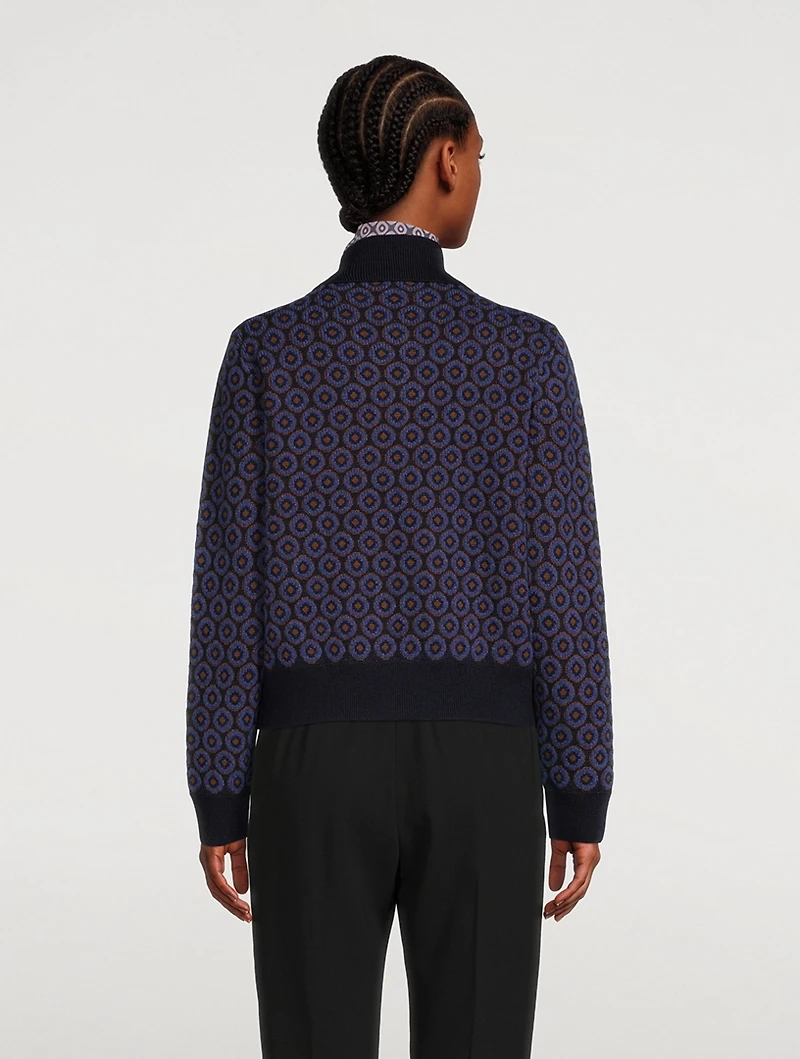 Tiffany Jacquard Wool Zip-Front Jacket